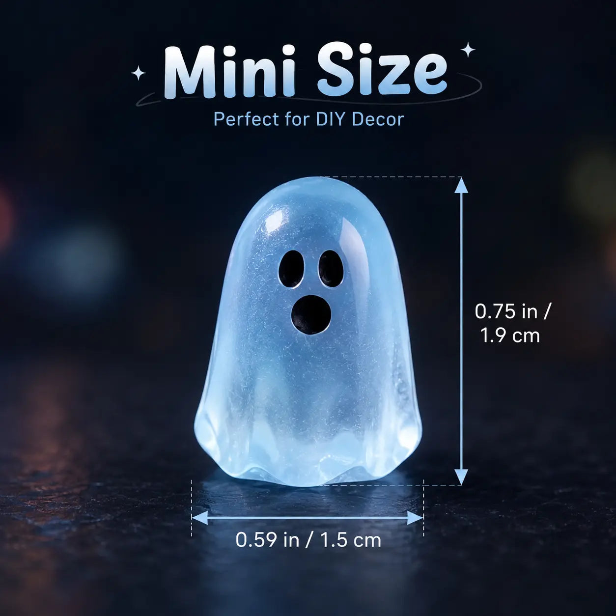 20/50-Pack Glow Ghost Resin Beads, Luminous Halloween Charms for DIY Crafts, Party Decor & Mini Displays