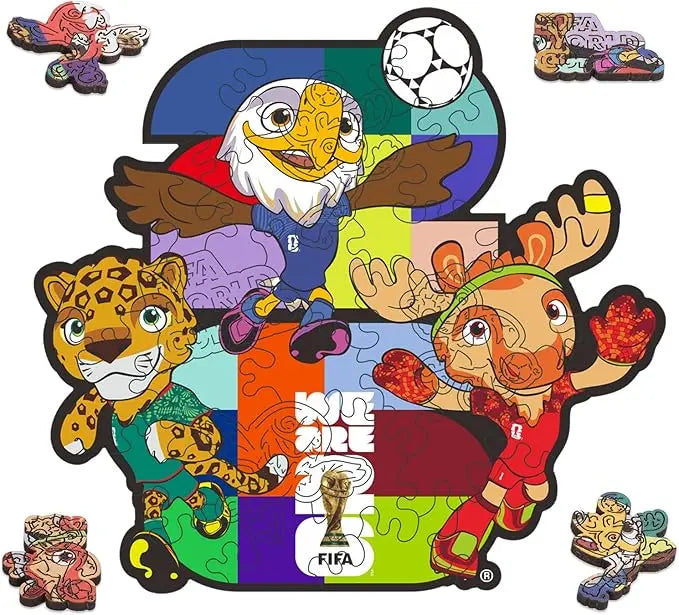 FIFA World Cup 2026 Mini Puzzles - Official Trophy Wooden Puzzles for Kids and Adults, 26 Piece Collectors Jigsaw Puzzles Unique Soccer Gifts for Fans,Sports Souvenirs 2.2 X 5.5 Inch