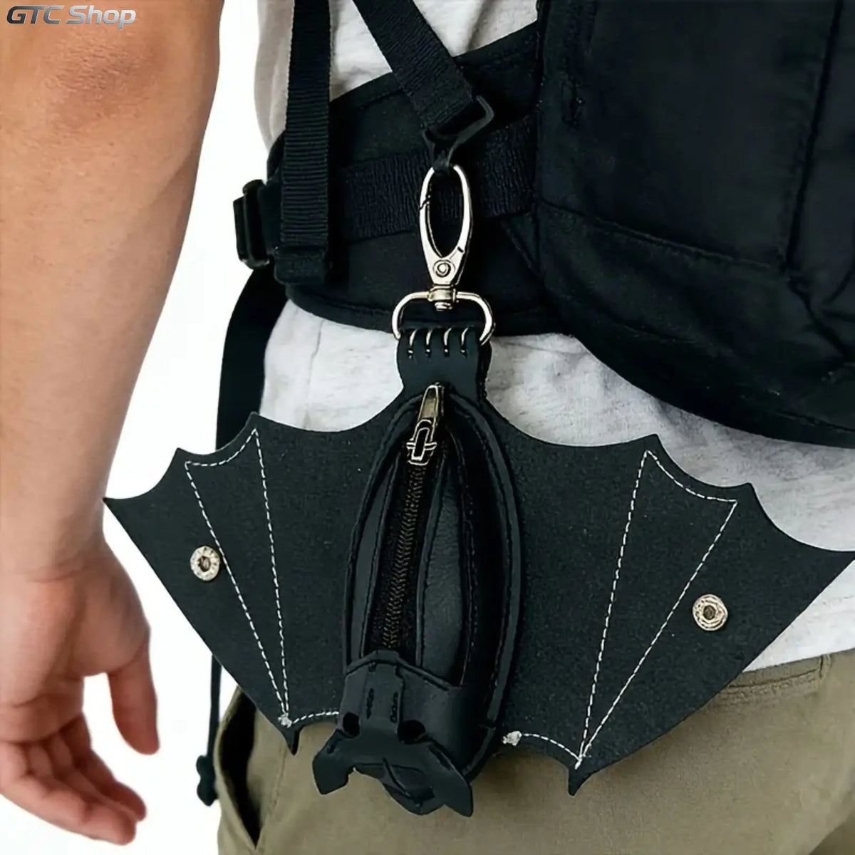 Gothic Bat-Shaped Crossbody Bag with Detachable Strap