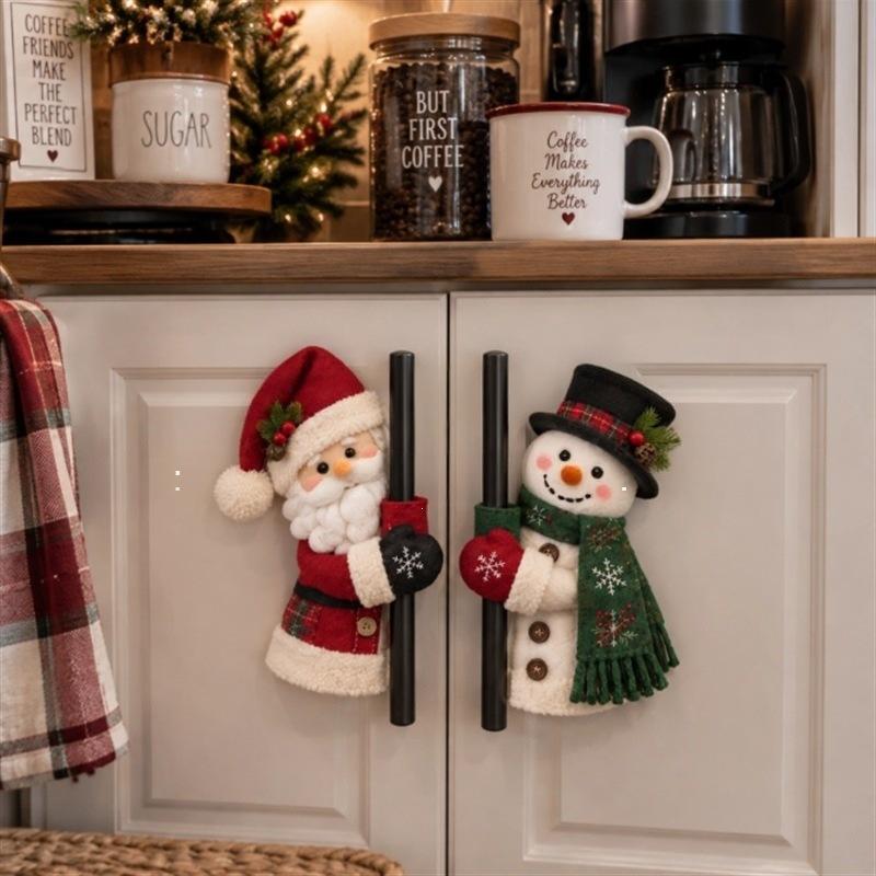 2-Piece Plush Santa & Snowman Christmas Handle Cover Set