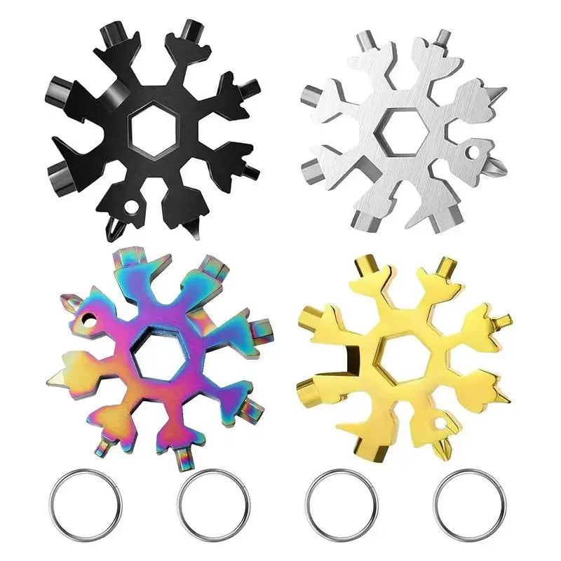 Viral 18-in-1 Snowflake Multi-tool Stainless Steel Portable Wrench All-in-One Screwdriver & Bottle Opener Must-Have Survival Gadget for Outdoor Activities