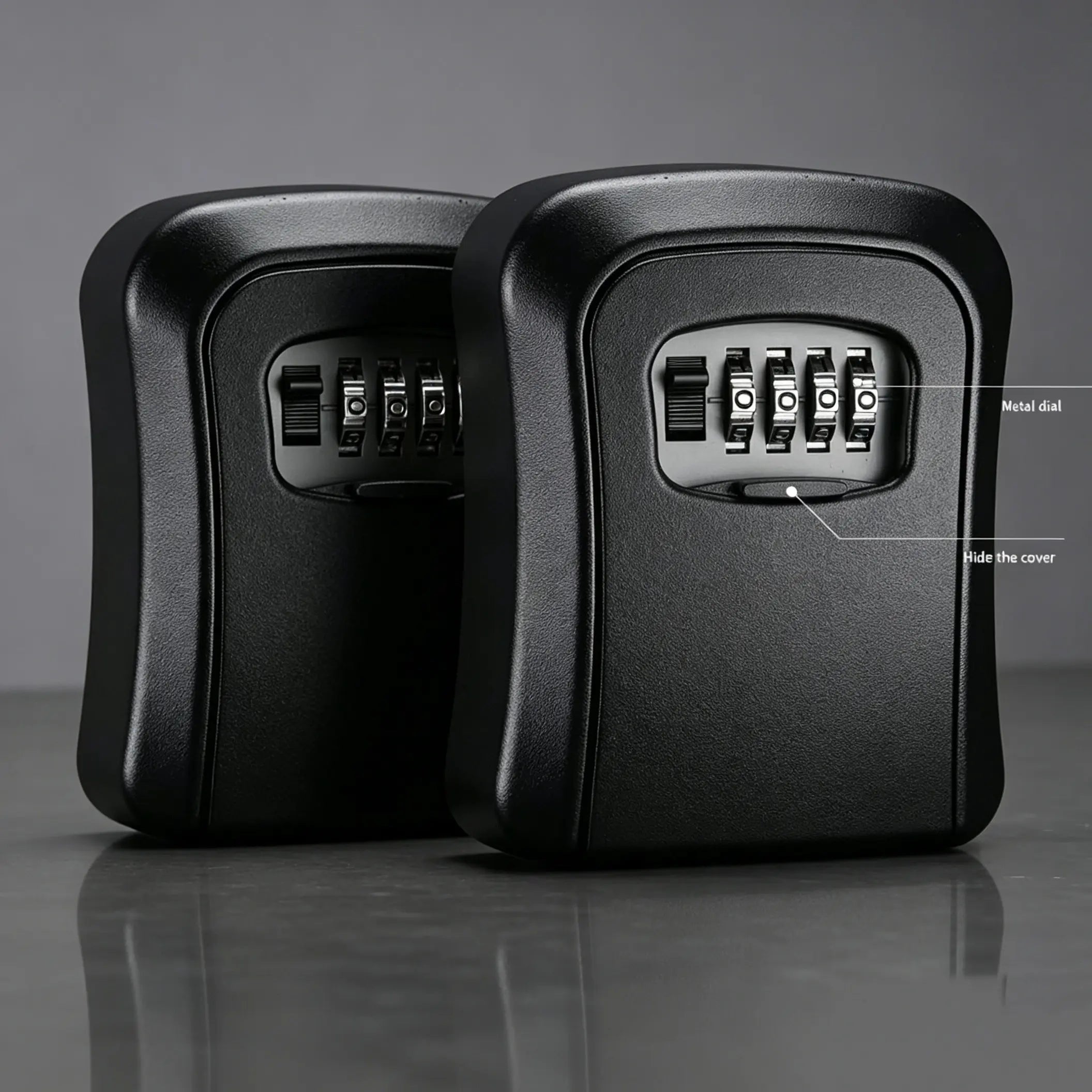 Wall Mount Key Lock Box with 4-Digit Resettable Combination for Home, Office, Garage & Outdoor Key Storage      1/2