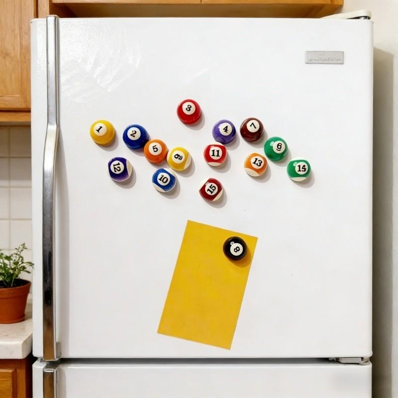 15-Piece Retro Billiard Ball Refrigerator Magnet Set