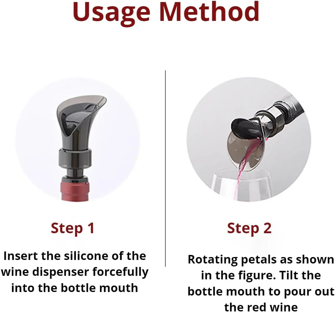 2-Pack , 2-in-1 Petal Wine Cork , No Drip and No Spill Aerator for Wine Lovers, Gift Box Included - Black