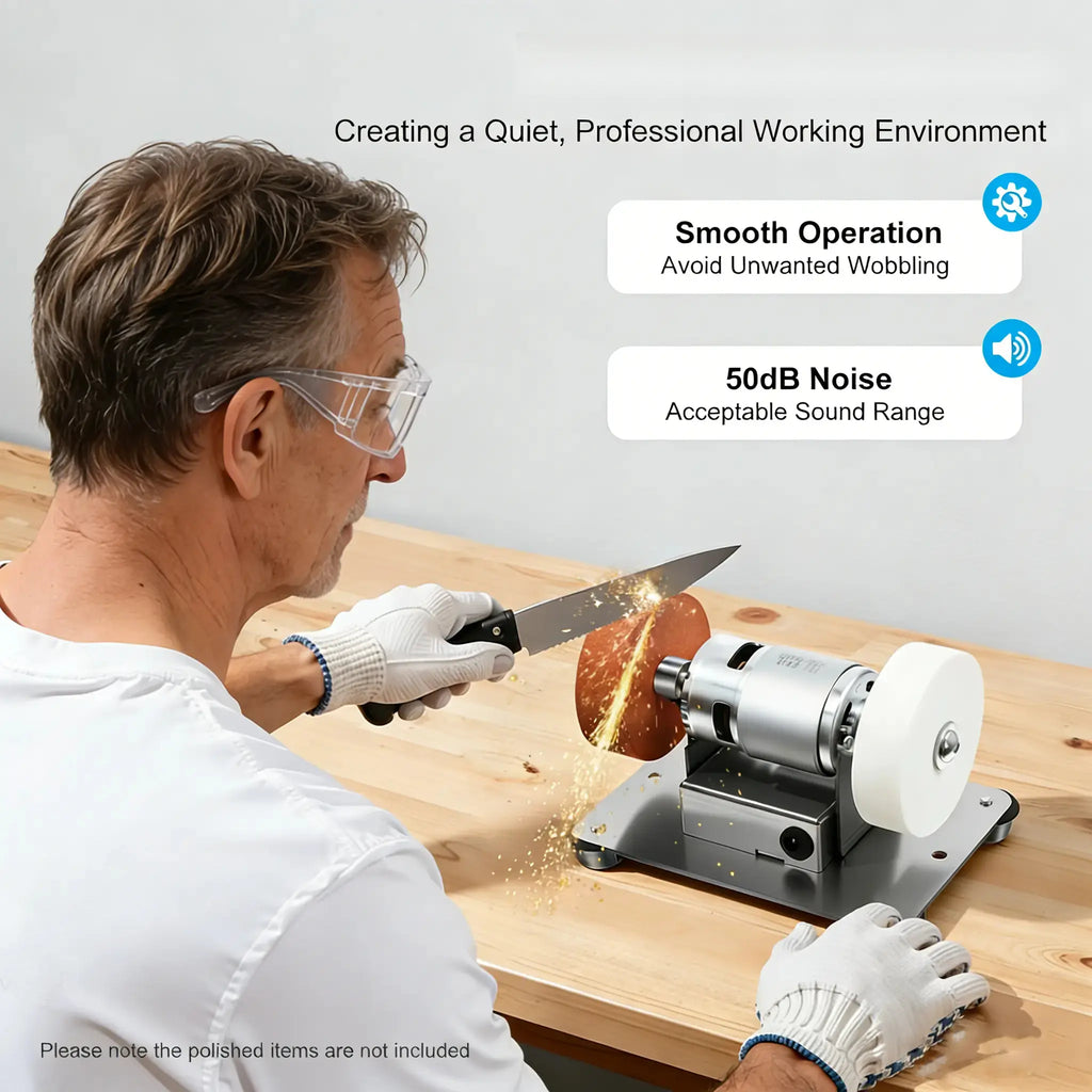 100W Mini Bench Grinder with Dual Wheels – 12 Speeds, 3,000–6,000 RPM