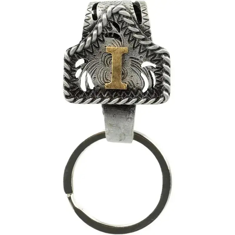 Western Cow Tag Initial Keychain - Handmade Copper Letter