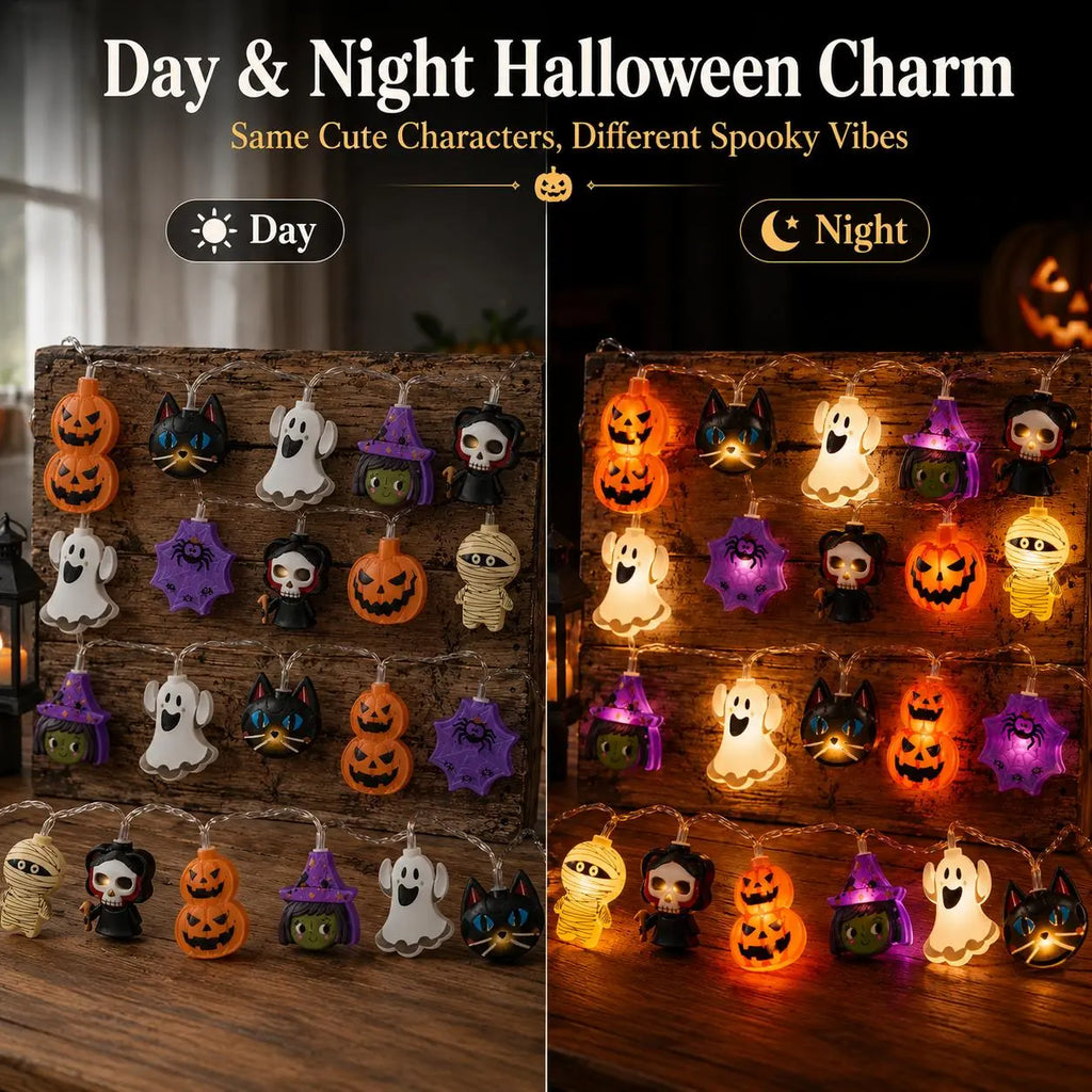 USB Pumpkin LED String Lights, 59–118in Warm Halloween Garland for Mantel, Window, Bedroom & Fall Decor