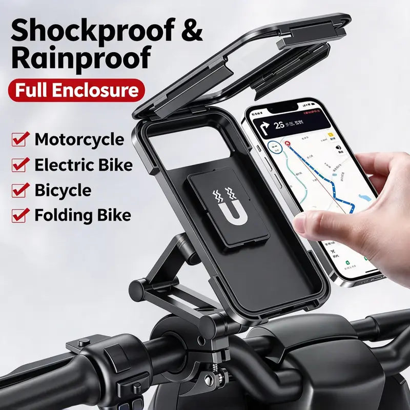 Waterproof 360° Bike & Motorcycle Phone Mount Case – 4–6.7 in