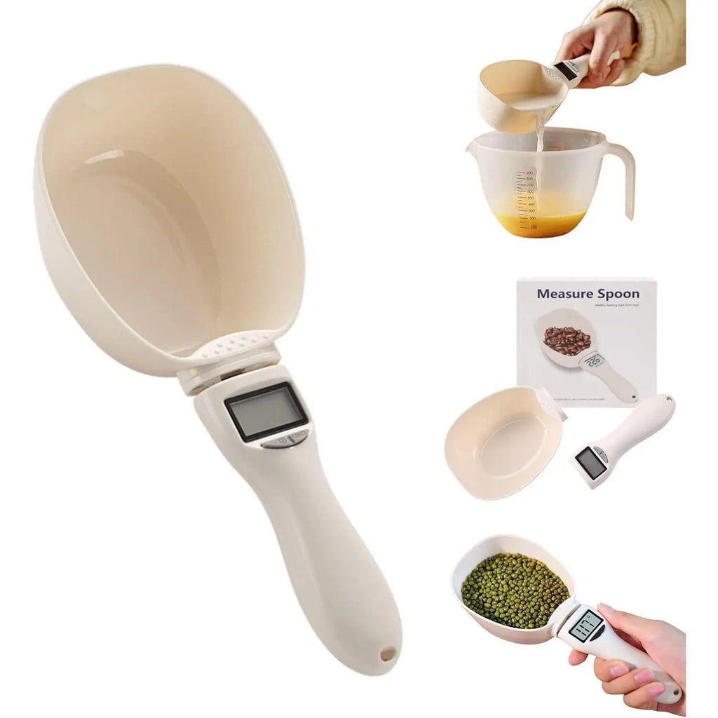 Digital Food Measuring Spoon Scale with Adjustable Measuring Cup for Cooking, Baking & Pet Food Portions