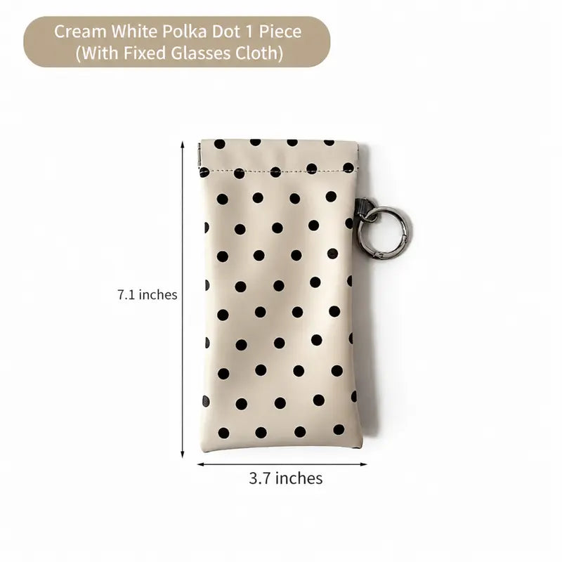 PU Leather Glasses Pouch with Cleaning Cloth & Keychain