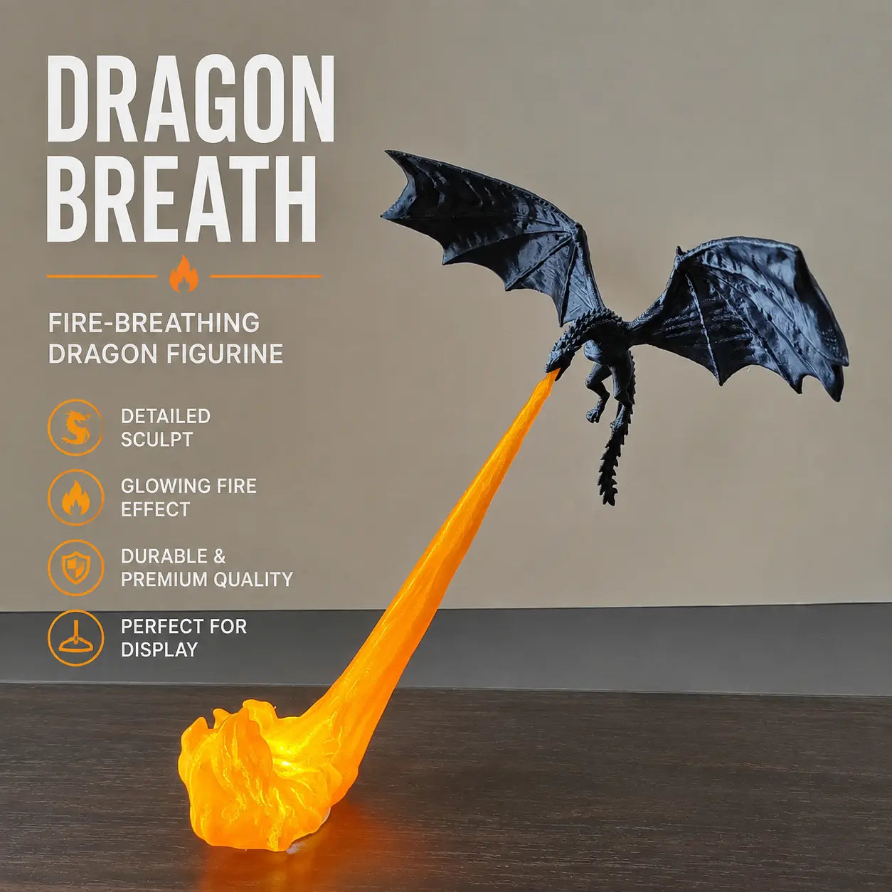 3D Printed Dragon Flame Book Nook with LED Light, Fantasy Bookshelf Decor & Gift for Book Lovers