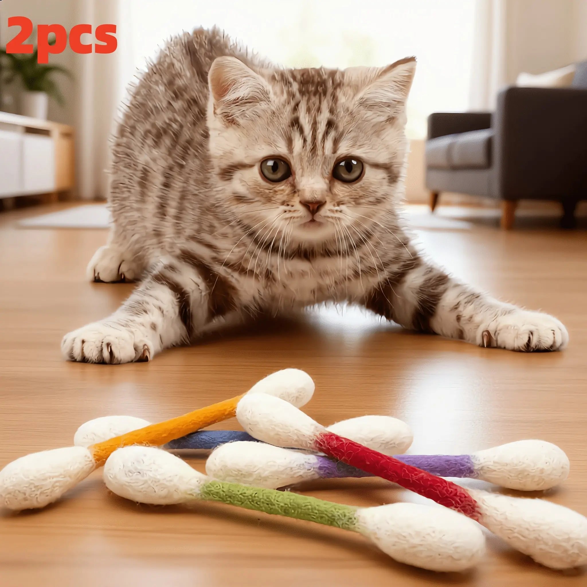 6PCS Extra Large Interactive Cat Toy Wand, Durable Bite-Resistant Pet Playstick for Indoor Cats, Reducing Boredom & Encouraging Play