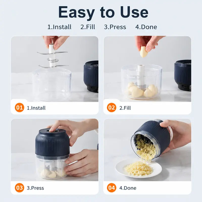 USB Rechargeable Mini Electric Food Chopper for Meat, Garlic, Onion, Ginger, Chili & Vegetables, Portable Kitchen Grinder