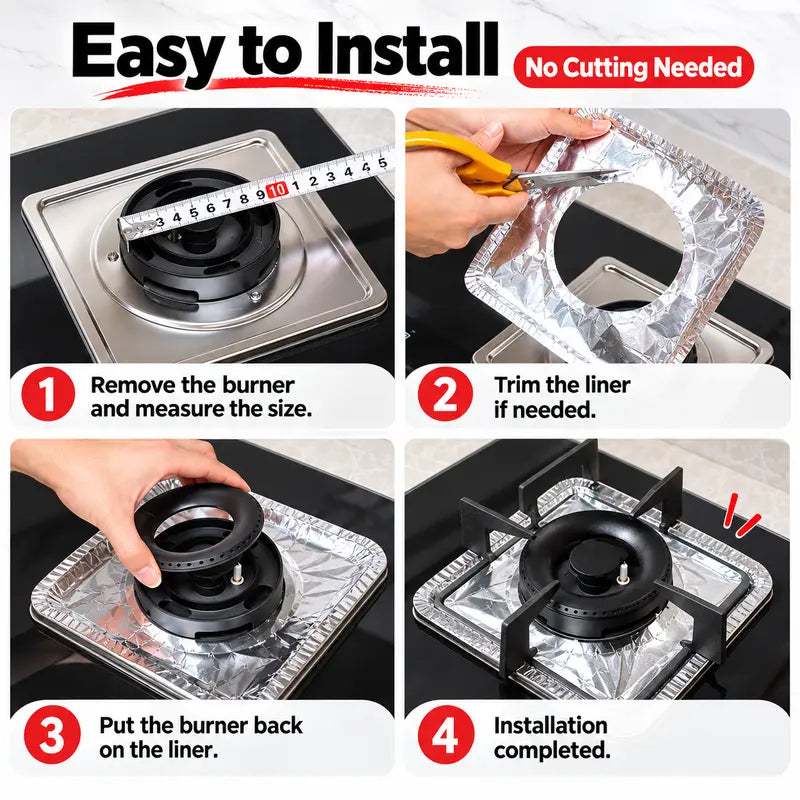 10-Pack Disposable Aluminum Foil Gas Stove Burner Liners