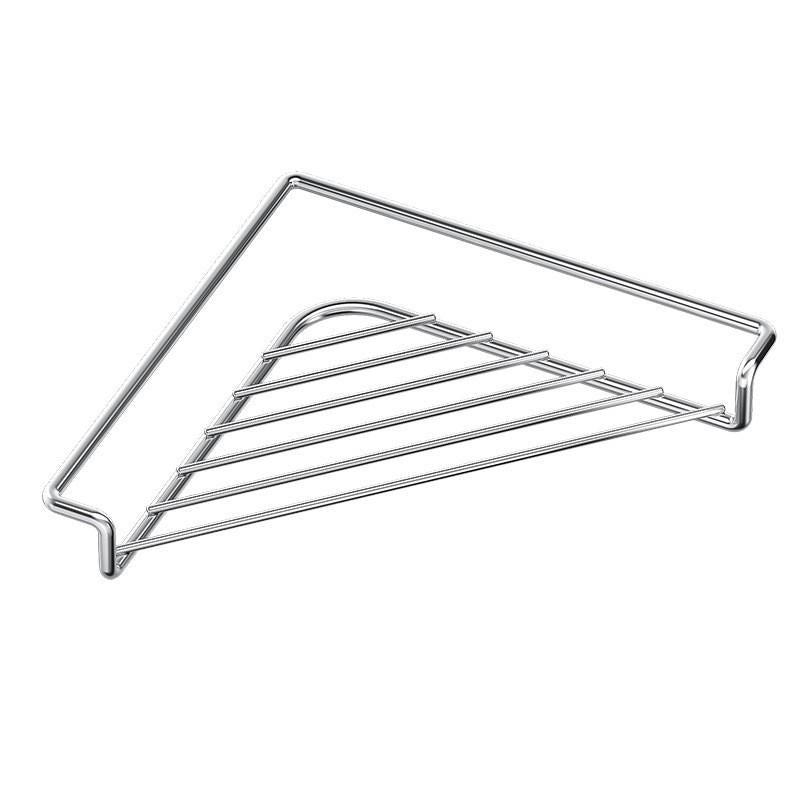Stainless Steel Corner Sink Shelf with Triangular Open Wire Rack Design, Drainage and Raised Side for Daily Sink Areas Organizer Sponge Holder Cloth Rack Brush Rest Triangular Shelf Open