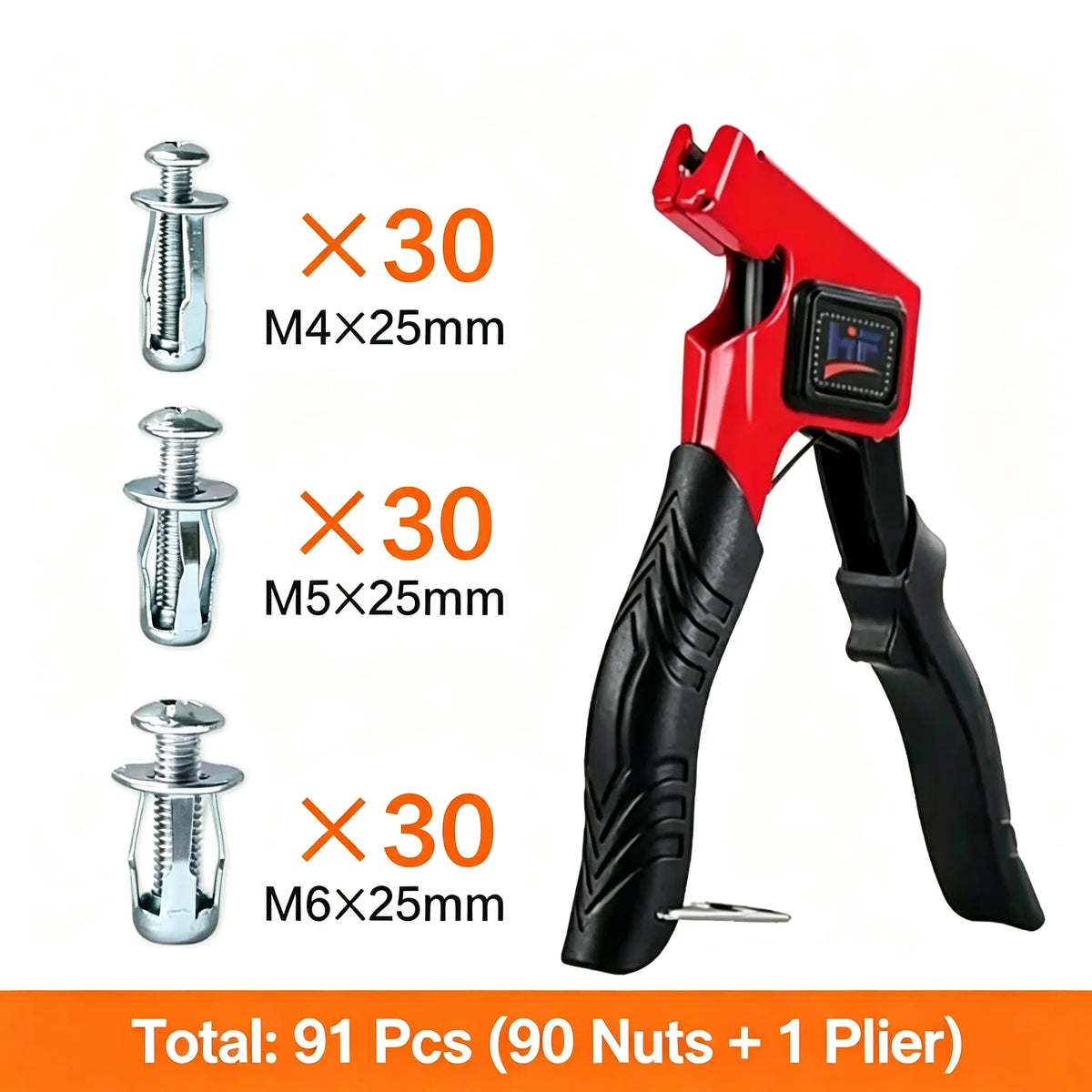 91-Piece Petal Jack Nut Kit with Setting Pliers – M4, M5 & M6