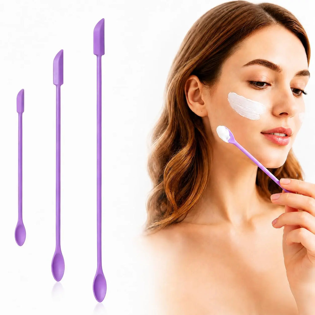 3-Pack Mini Silicone Makeup Spatulas for Foundation, Cream, Lotion, Jar Scraping & Cosmetic Use