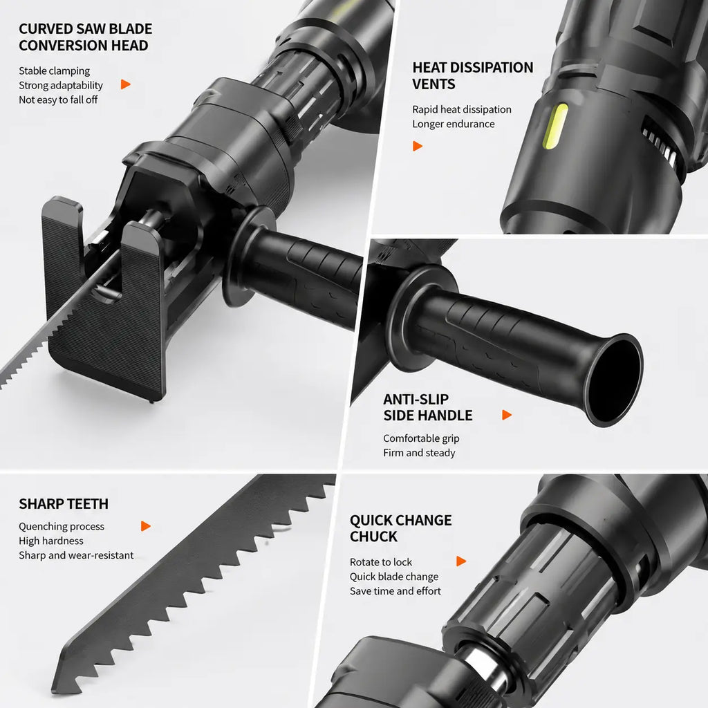 1 Count Reciprocating Saw Attachment for Drill, DIY Tool for Home Renovation, Wood & PVC Cutting Helper