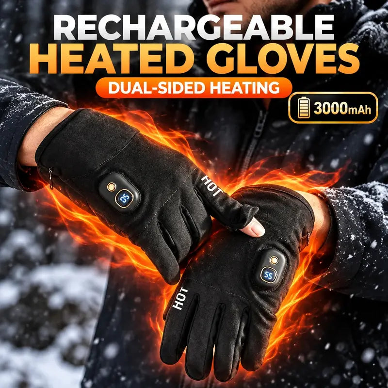 TYglobal Rechargeable Touchscreen Heated Gloves – 3 Heat Levels, 3000mAh