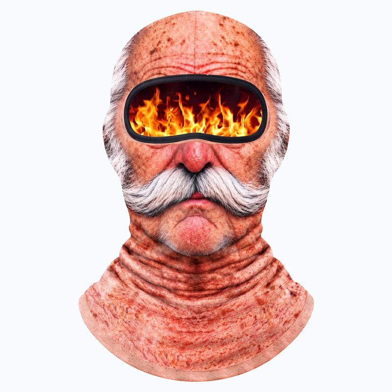 Funny Realistic 3D Printed Ski Mask - Full Face Winter Balaclava for Elderly, Festive & Party Masks Accessory