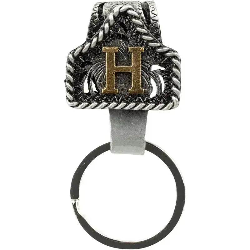 Western Cow Tag Initial Keychain - Handmade Copper Letter