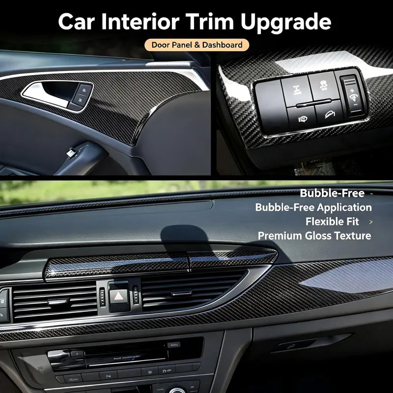 6D Gloss Carbon Fiber Vinyl Wrap with Air-Release Channels