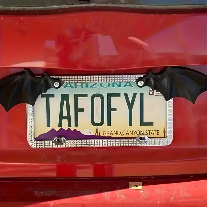 2-Piece Bat Wing License Plate Decoration Set
