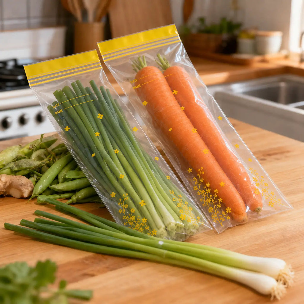 Thick Double Seal Food Storage Bags, Reusable Self-Sealing Pouches, Food Grade Airtight Bags for Refrigerator Organization & Food Portioning-MM1