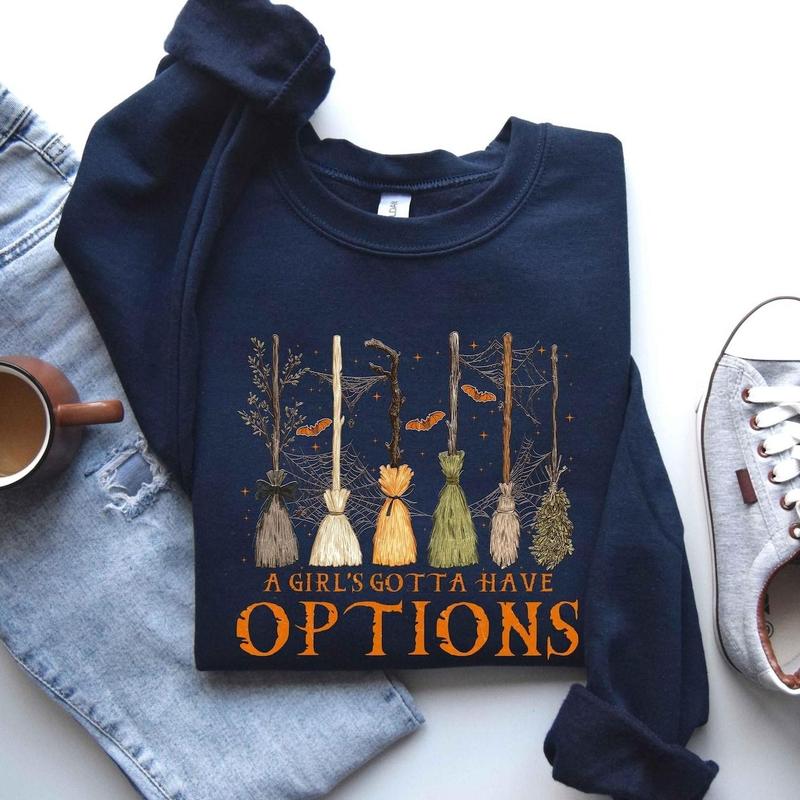 A Girl Gotta Have Options Retro Witch Halloween Sweatshirt