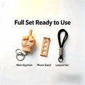 3-Piece Retractable Middle Finger Prank Keychain & Phone Holder Set