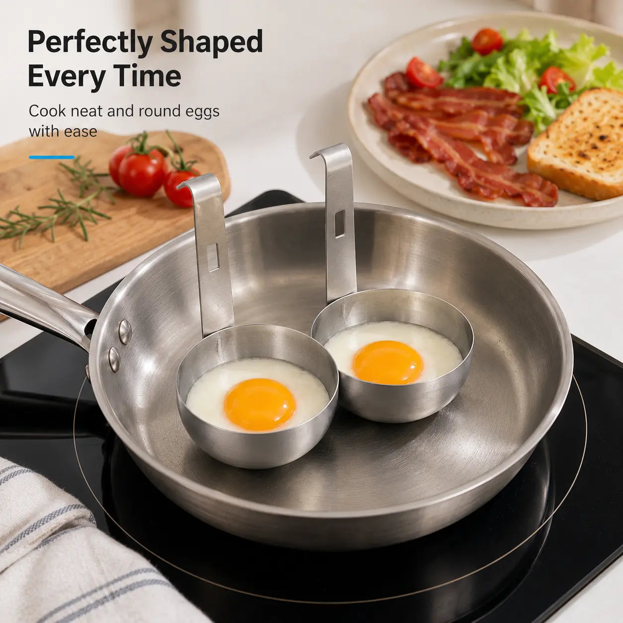 Stainless Steel Egg Poacher with Hanging Hook, Deep Bowl Design for Poached & Steamed Eggs