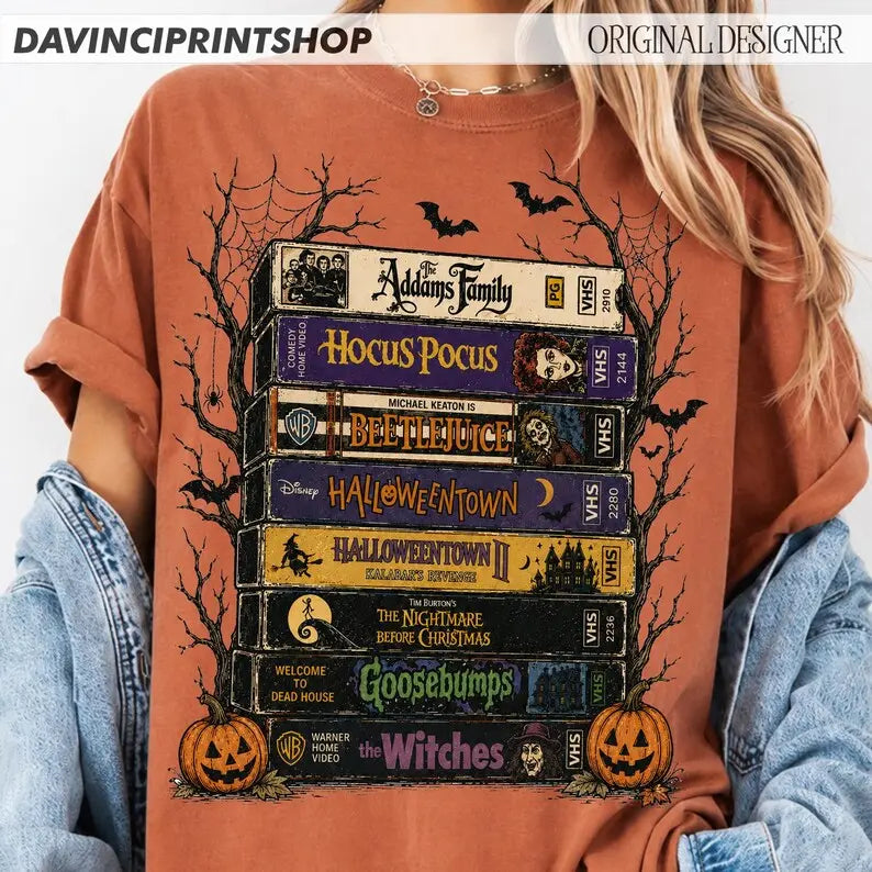 Comfort Colors Vintage Halloween Movie T-Shirt, Retro Horror Graphic Tee for Spooky Season & Film Fans