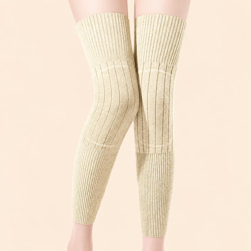 Unisex Wool-Lined Anti-Slip Long Knee Warmers – One Size