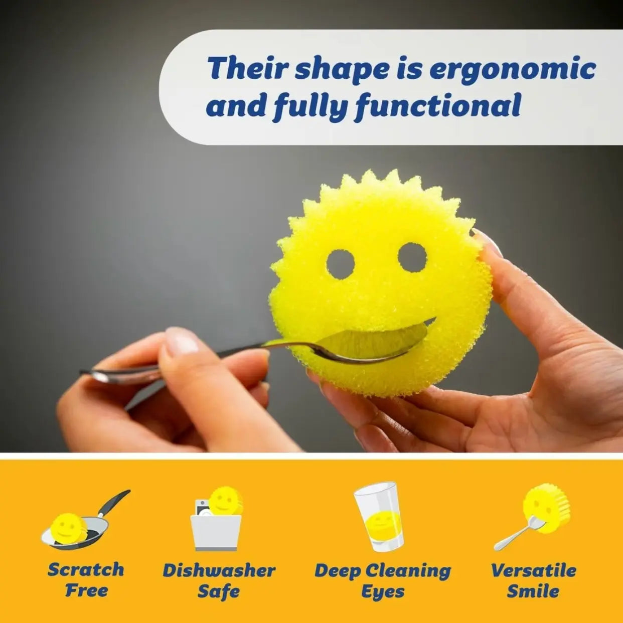 6-Pack Kitchen Scrub Sponges, Scratch-Free Multipurpose Dish Scrubbers with BPA-Free Foam for Cleaning & Washing