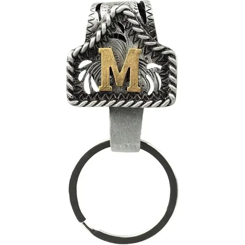 Western Cow Tag Initial Keychain - Handmade Copper Letter