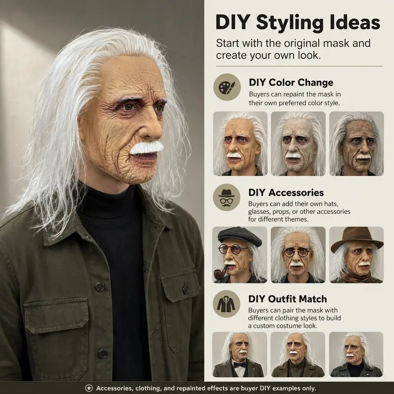 PATYGR Hyper-Realistic Bearded Old Man Full-Head Latex Mask