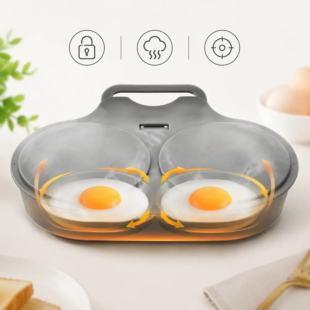 BPA-Free Microwave Omelette Maker, 2-Cup Non-Stick Egg Cooker for Quick Breakfasts & Easy Cleanup