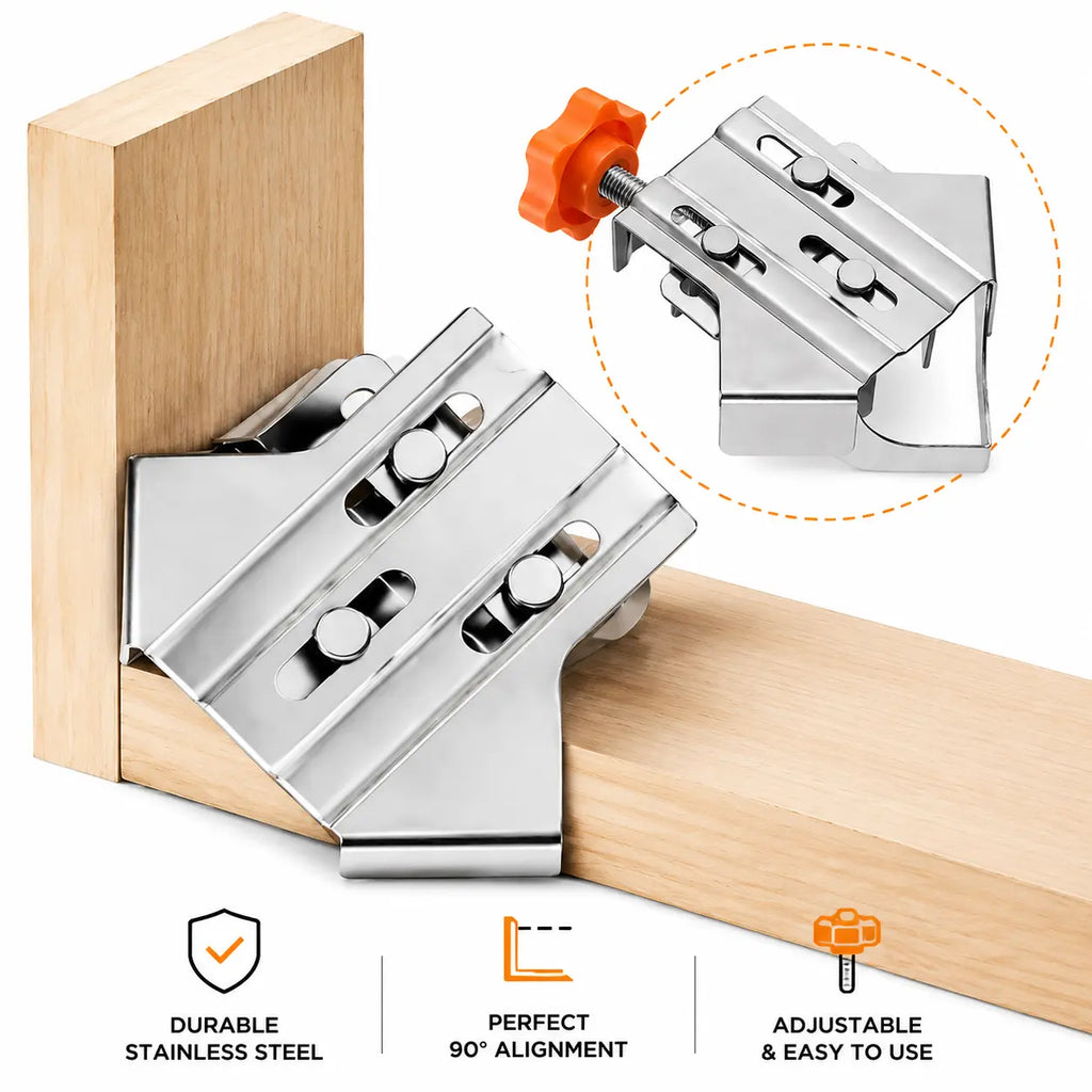 2-Piece Stainless Steel 90° Woodworking Positioning Square Set