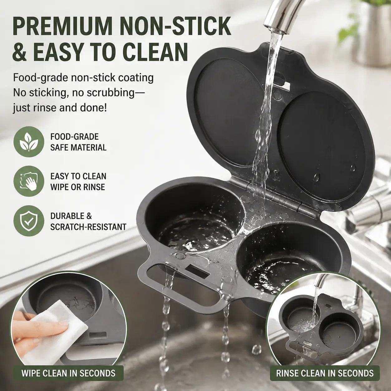 BPA-Free Microwave Omelette Maker, 2-Cup Non-Stick Egg Cooker for Quick Breakfasts & Easy Cleanup