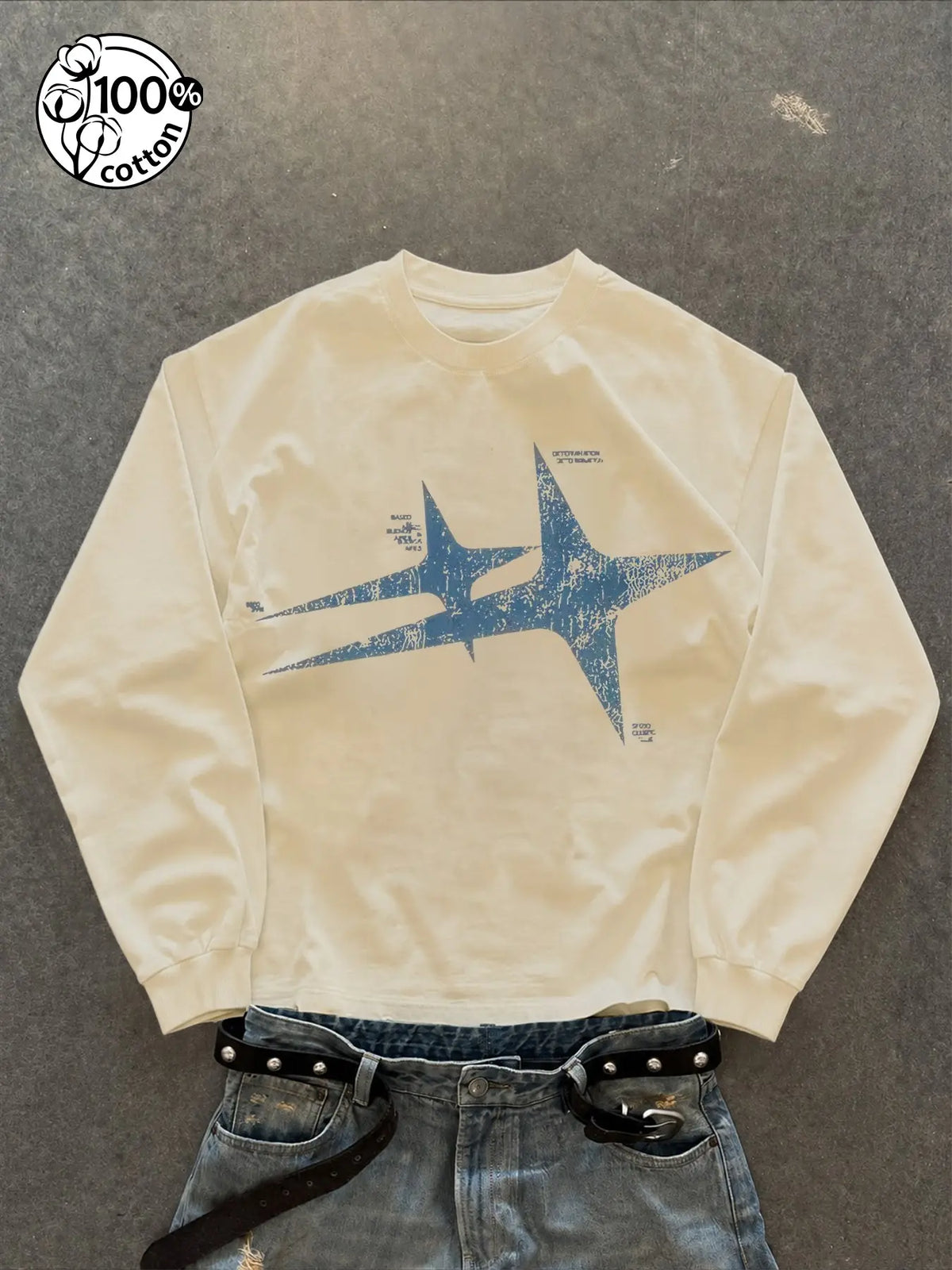 Vintage Cracked Star Y2K Rock Long-Sleeve T-Shirt