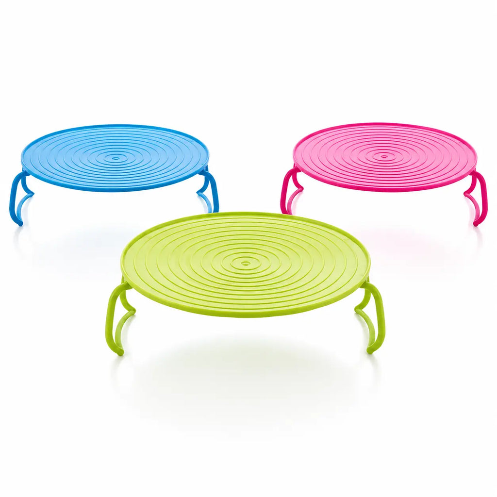 Foldable Microwave Plate Stacker with Cool-Touch Handles, Space-Saving Heating Rack for Plates & Bowls