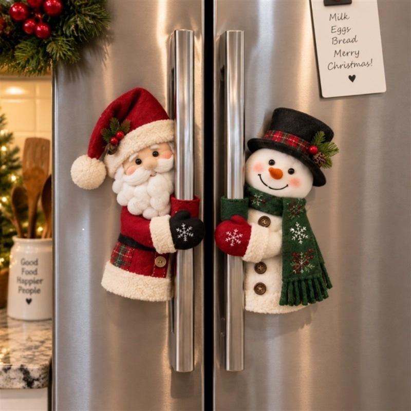 2-Piece Plush Santa & Snowman Christmas Handle Cover Set