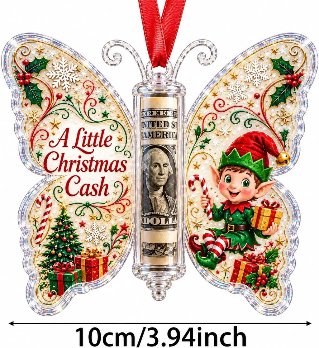 5-Piece Butterfly Acrylic Christmas Cash Gift Ornament Set