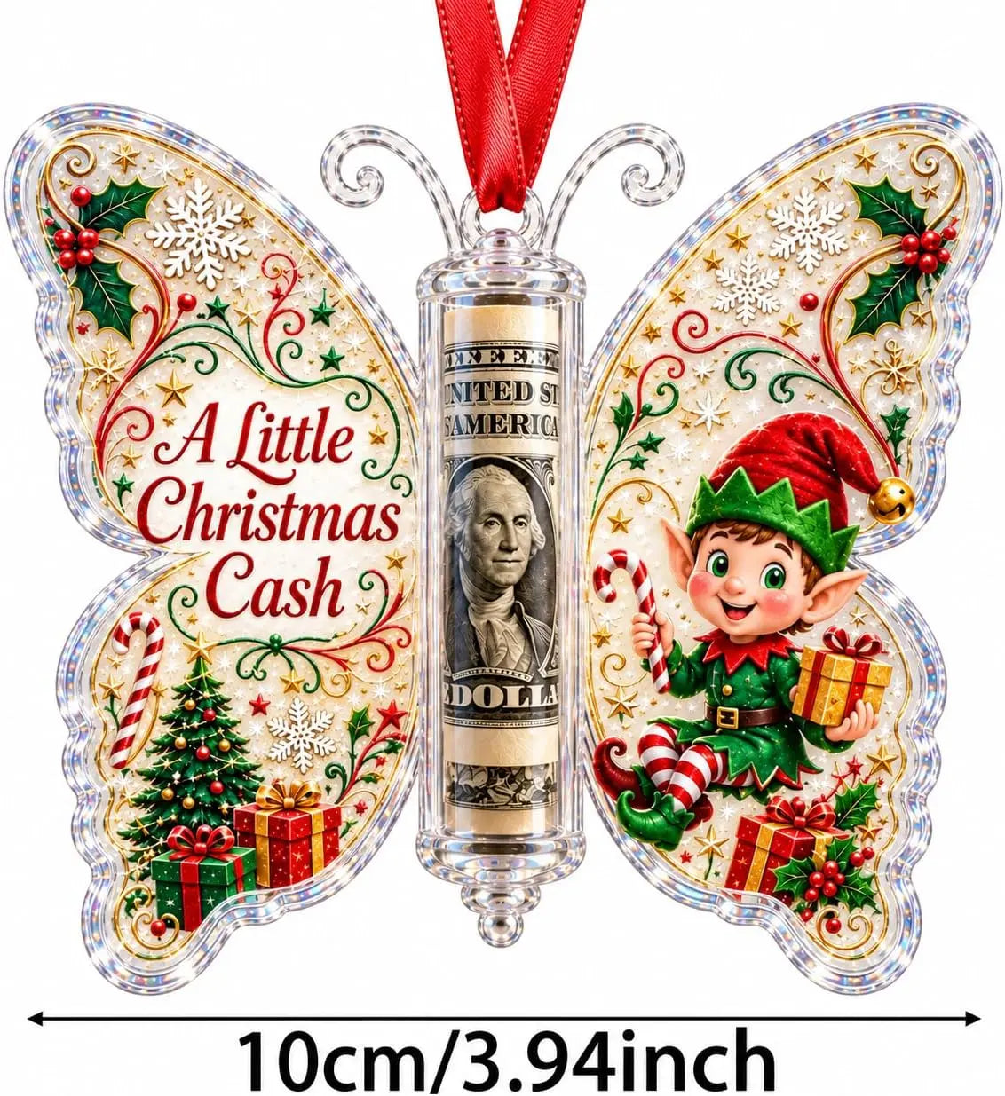 5-Piece Butterfly Acrylic Christmas Cash Gift Ornament Set