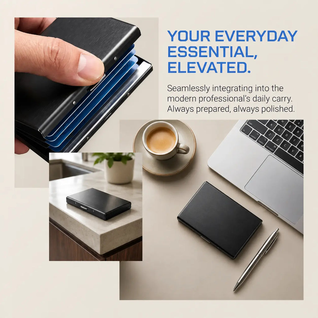Ultra-Slim RFID Blocking Metal Card Holder, Stainless Steel Credit Card & ID Case for Business Travel