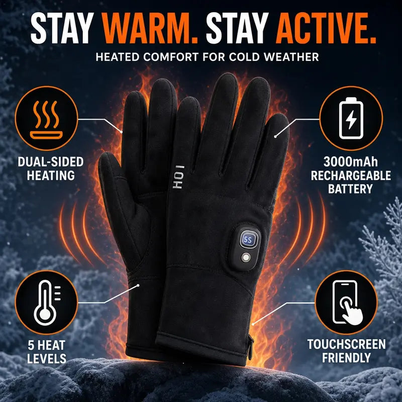 TYglobal Rechargeable Touchscreen Heated Gloves – 3 Heat Levels, 3000mAh