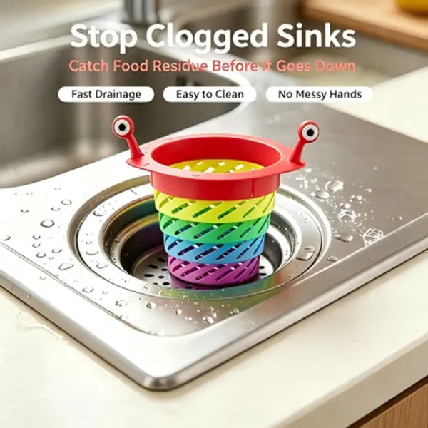 Rotatable Expandable Sink Strainer Basket, Anti-Clog Food Scraps Catcher & Kitchen Drain Filter for Home Use