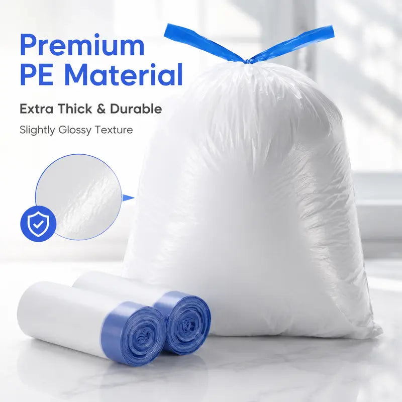 4-Gal Medium Drawstring Trash Bags, Thickened Stretchy Garbage Bags for Home & Office (Kitchen, Bathroom) Trash Cans, 50-Count Pack
