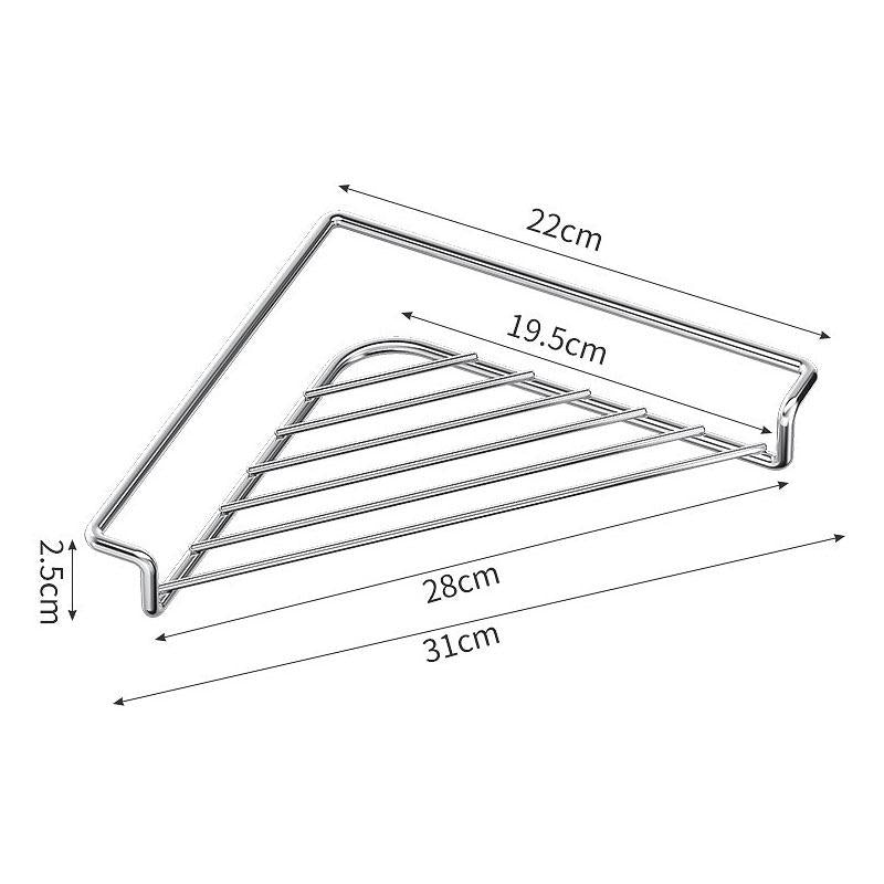 Stainless Steel Corner Sink Shelf with Triangular Open Wire Rack Design, Drainage and Raised Side for Daily Sink Areas Organizer Sponge Holder Cloth Rack Brush Rest Triangular Shelf Open