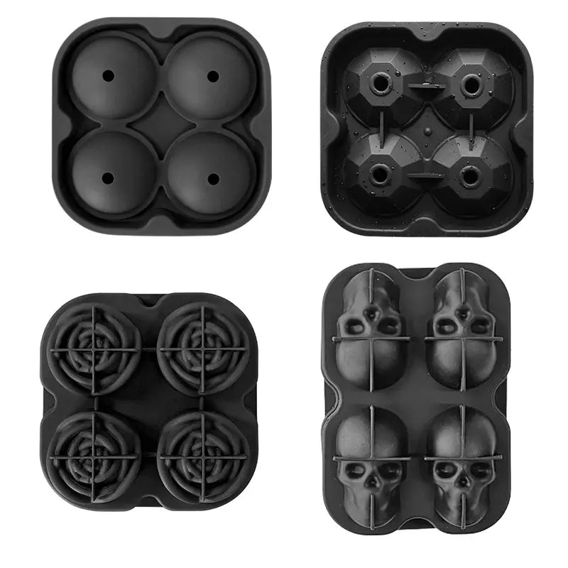 4-Cavity Rose Ice Cube Mold - Large Silicone Ice Tray for Whiskey, Cocktails & Coffee, Makes Big Rose Ice Balls for Drinks, Perfect for Bar & Home Use